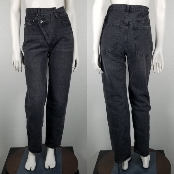 Hey Samy Stef Light Wash Asymmetrical Waistline Straight Leg Jeans NWT - Picture 4 of 11